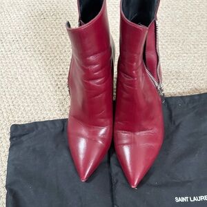 Saint Laurent Burgundy Heeled Boots